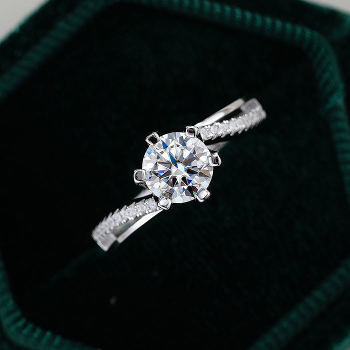 1 Carat D Color Moissanite Sterling Silver Ring