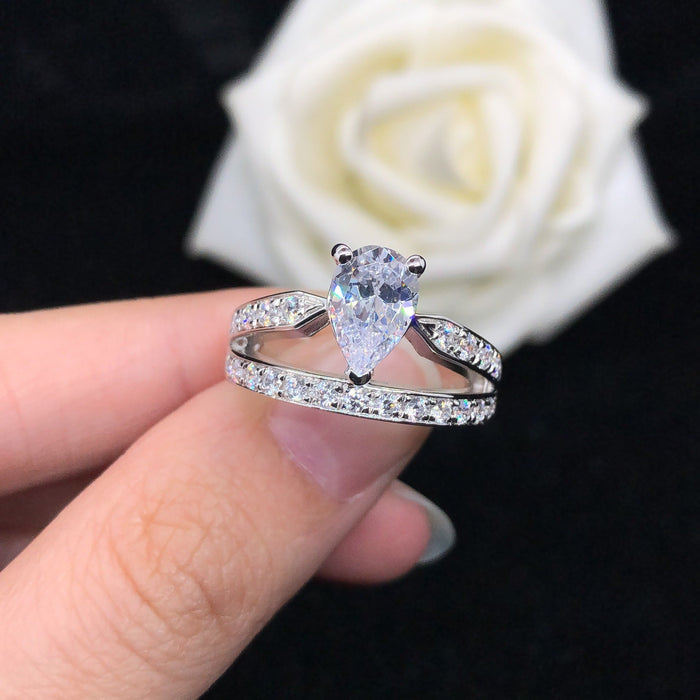 1.5ct Pear Cut 18K White Gold Plated Ring