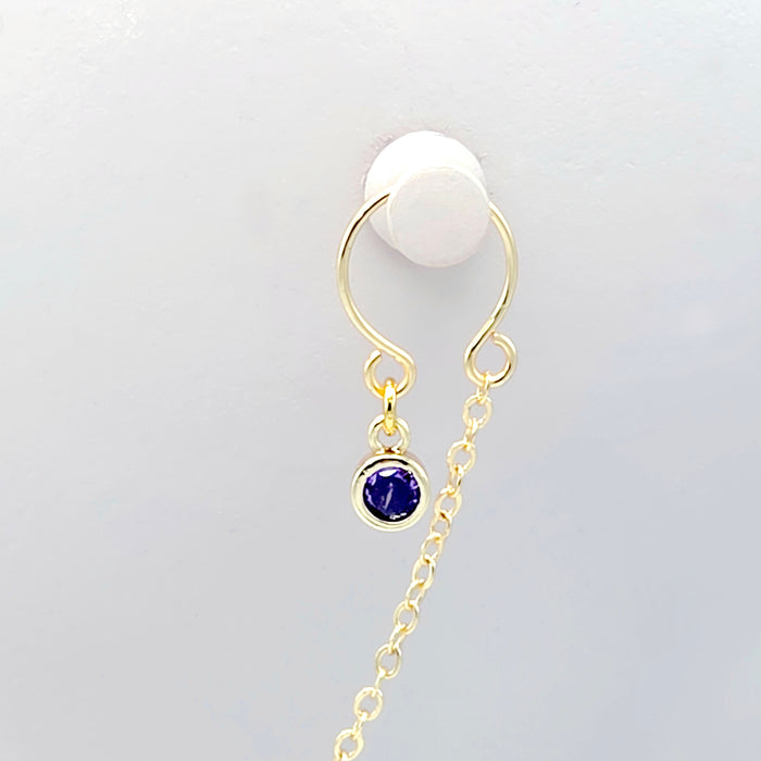 18K Gold Necklace to Nipple with Purple Heart Pendant, Your Choice of Nipple Attachment