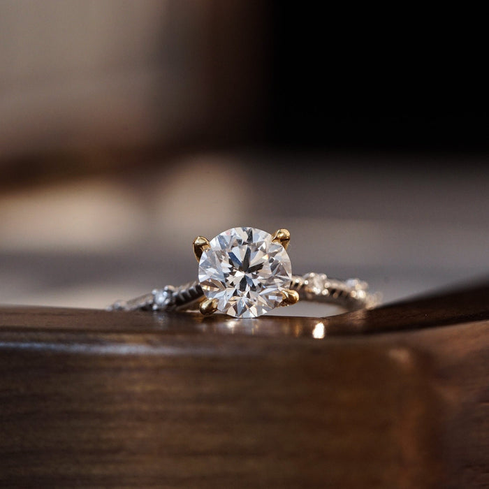1CT Round Cut Regal Crown Pave Engagement Ring