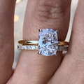 2 Pcs Cushion Cut Wedding Bridal Set In Sterling Silver