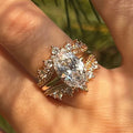 2 Pcs Hidden Halo Oval Cut Insert Bridal Set For Women