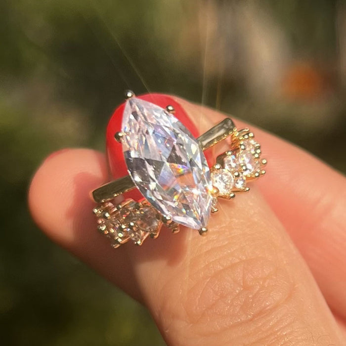 2 Pcs Marquise Cut Enhancer Wedding Bridal Set