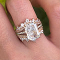 2 Pcs Radiant Cut Insert Wedding Ring Set With Crown-Shaped Band