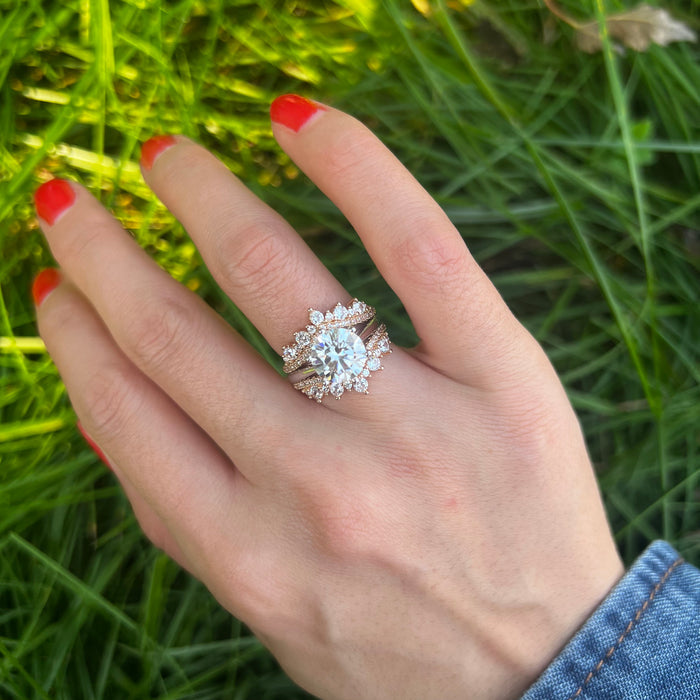 2 Pcs Round Cut Insert Bridal Set In Sterling Silver
