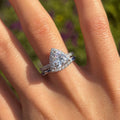 2 Pcs Triangle Halo Sterling Silver Bridal Set With Blue Band
