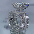 2Pcs Hidden Halo Radiant Cut Sterling Silver Ring Set