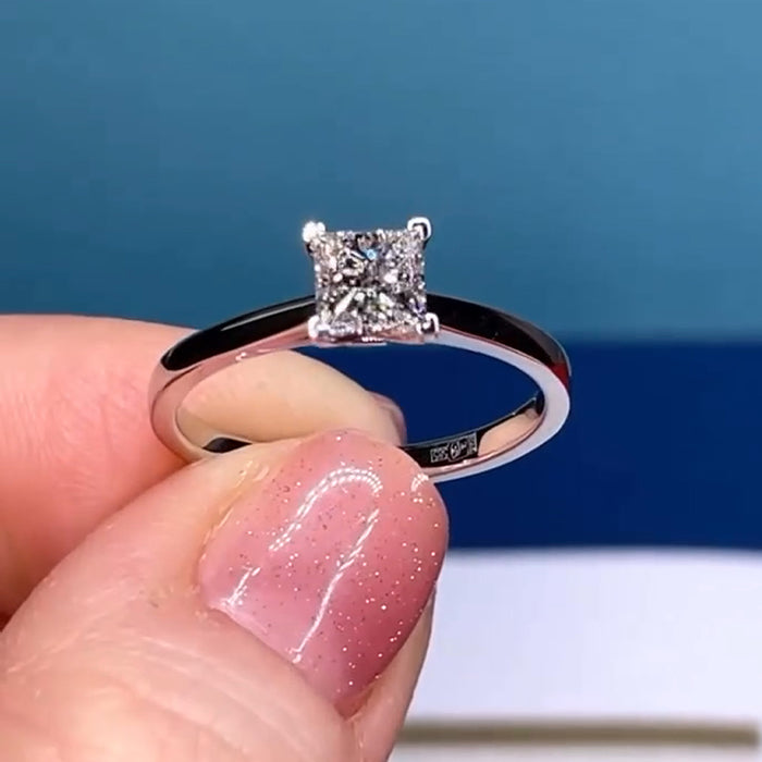 2Pcs Princess Cut  Bridal Set in Sterling Silver