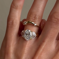 2PCS Three Stone Oval Cut Bridal Set Rings in Sterling Silver