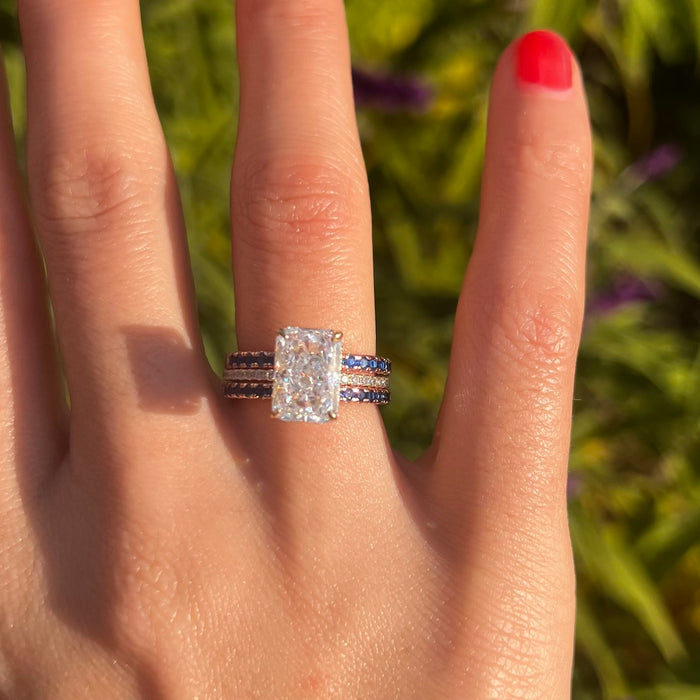 3 Pcs Two Tone Radiant Cut Sterling Silver Bridal Set