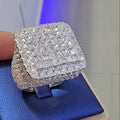 36ctw Cushion Cut Zircon Inlaid Sterling Silver Handmade Ring
