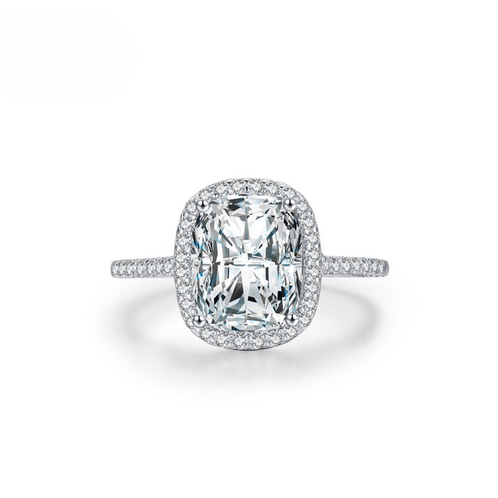 3ct Radiant Cut Halo Engagement Ring in Sterling Silver