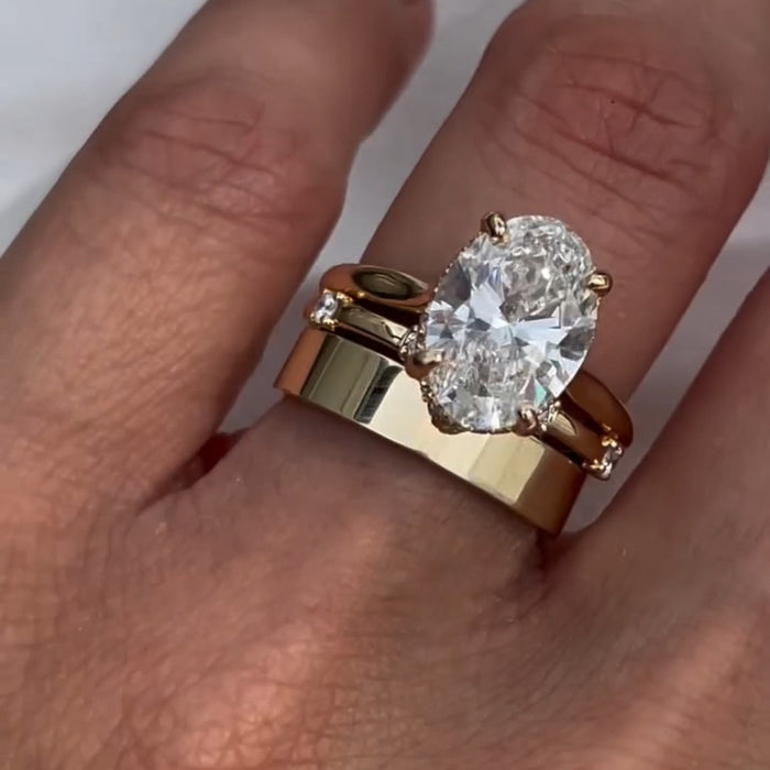 3PCS Oval Cut Ring Set with Matching Band