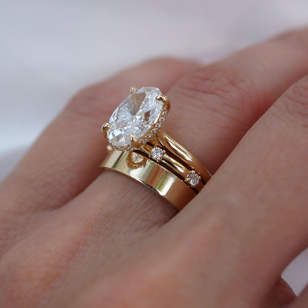 3PCS Oval Cut Ring Set with Matching Band