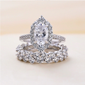 3PCS Oval Cut Sterling Silver Wedding Bridal Set in Sterling Silver