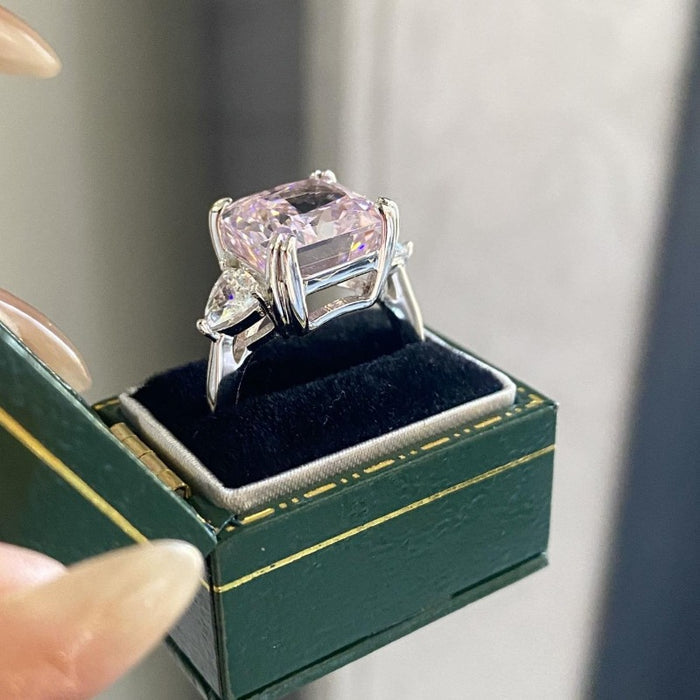 5.0ct Radiant Cut Double Prong Engagement Ring in Sterling Silver
