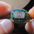 6ct Princess Cut Emerald Handmade Sterling Silver Men's Ring