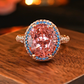 8.0CT Oval Cut Colorful Gemstone Engagement Ring with Blue Accent Halo