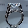 925 Sterling Silver Oval Cut Lab-Created Stone Ring