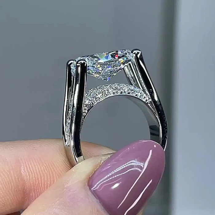 925 Sterling Silver Oval Cut Lab-Created Stone Ring
