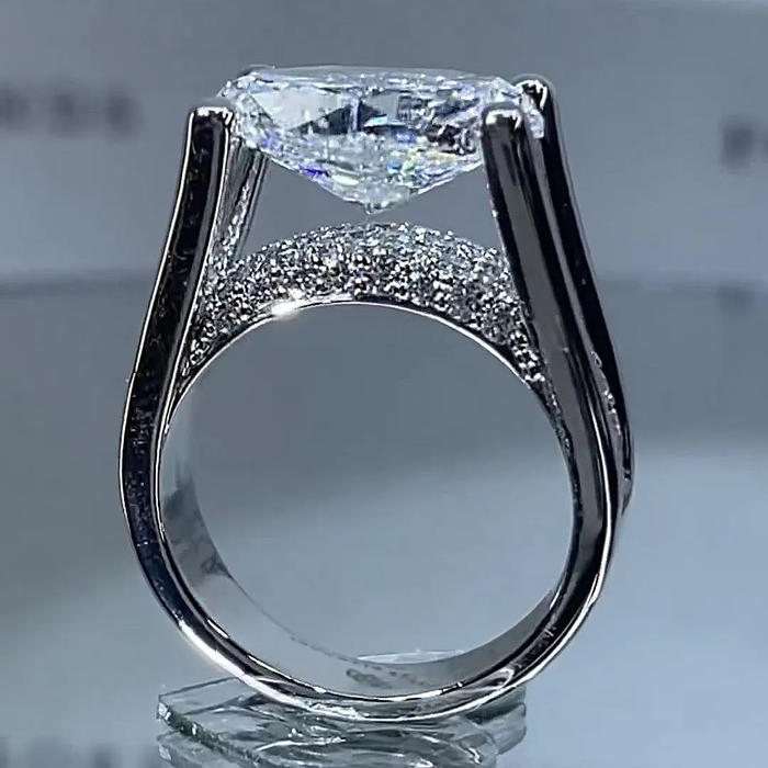 925 Sterling Silver Oval Cut Lab-Created Stone Ring