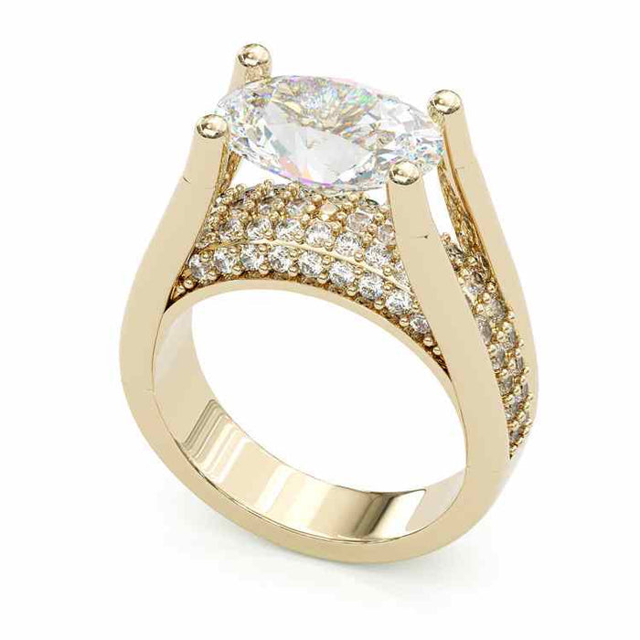 925 Sterling Silver Oval Cut Lab-Created Stone Ring