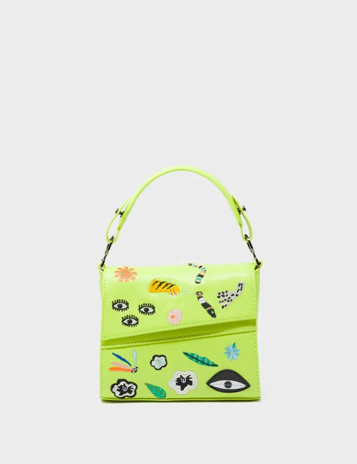 Anastasio Micro Crossbody Handbag Sharp Green Leather - Floralia Embroidery - Front