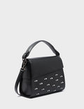 Anastasio Mini Crossbody Handbag Black Leather - All Over Eyes Embroidery - Main View