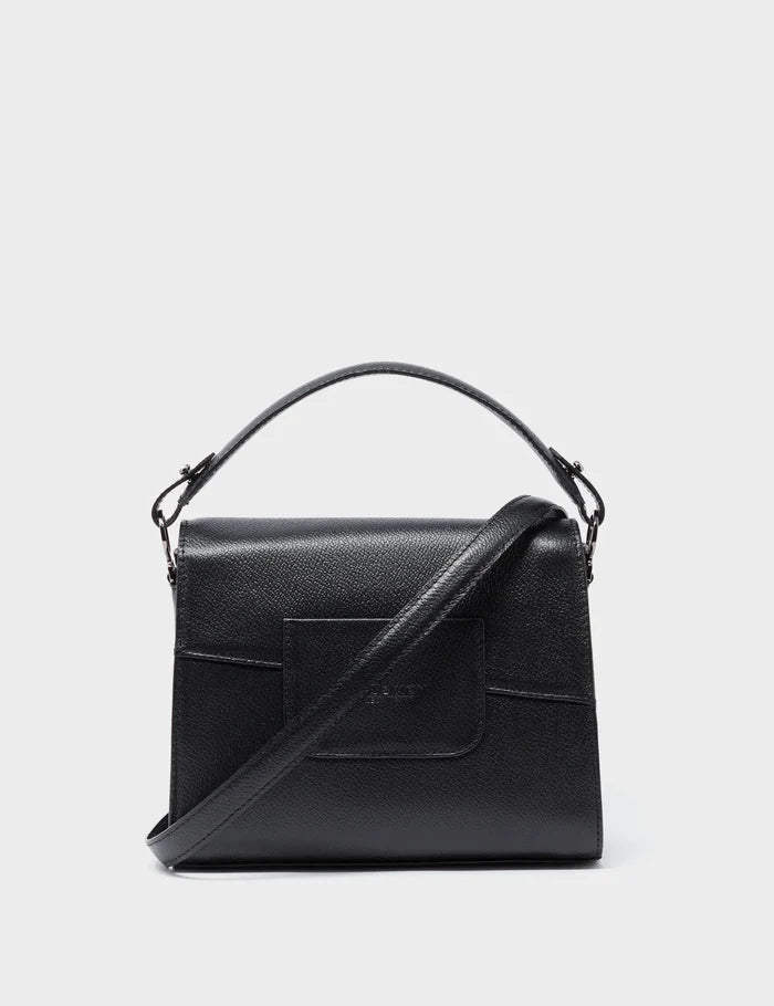 Anastasio Mini Crossbody Handbag Black Leather - All Over Eyes Embroidery - Back View