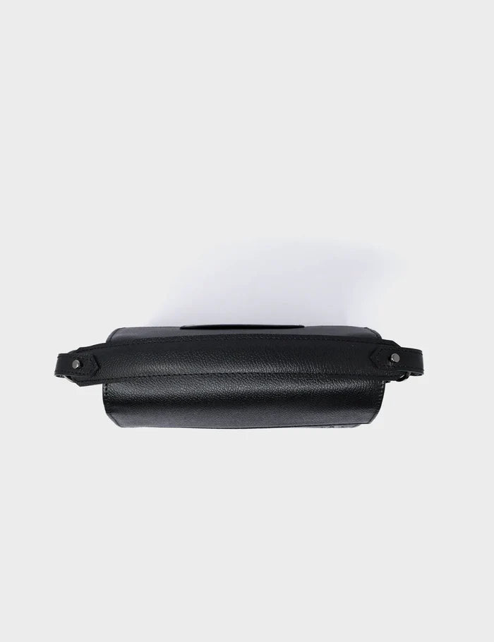 Anastasio Mini Crossbody Handbag Black Leather - All Over Eyes Embroidery - Top View