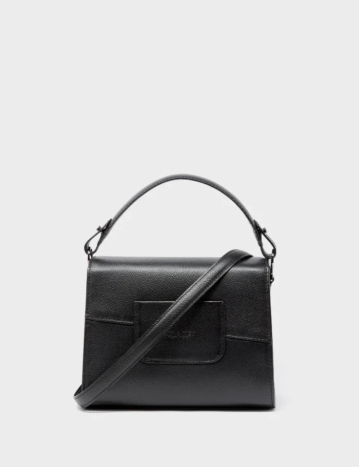 Anastasio Mini Crossbody Handbag Black Leather - Tiger and Snake Print - Back View