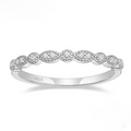 Art Deco Half Eternity Stacking Wedding Band in Sterling Silver