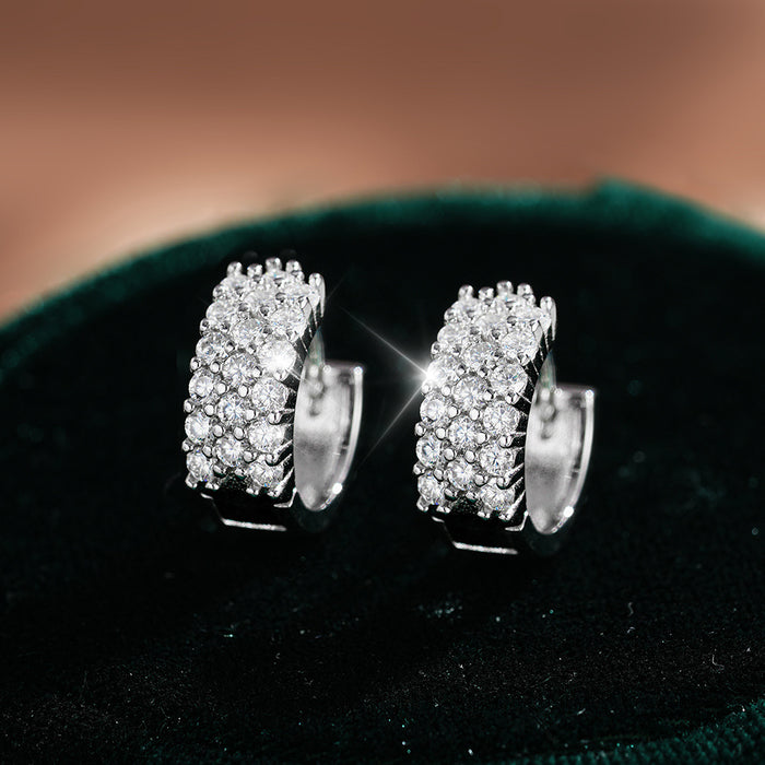 Asymmetrical Geometric Moissanite Sterling Silver Hoop Earrings