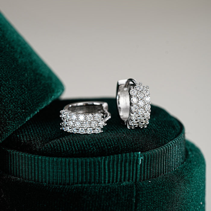 Asymmetrical Geometric Moissanite Sterling Silver Hoop Earrings