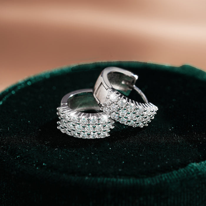 Asymmetrical Geometric Moissanite Sterling Silver Hoop Earrings