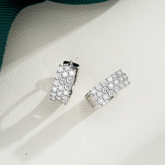 Asymmetrical Geometric Moissanite Sterling Silver Hoop Earrings