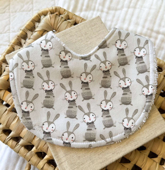 Baby Bib | Grey Bunny