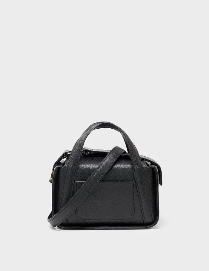 Benji Micro Crossbody Black Leather Bag - Look Up - Back View