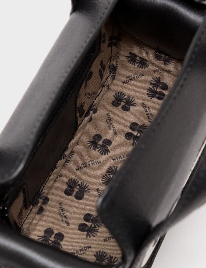 Benji Micro Crossbody Black Leather Bag - Look Up - Inside View