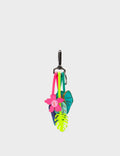 Botanical Scent Charm - Green and Pink Leather Keychain - Front