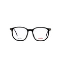 Black eyeglasses with 'Carrera' logo on a white background