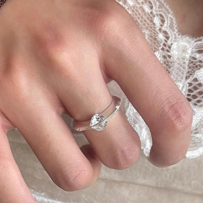 Celestial Spin Silver Rotating Solitaire Band Ring