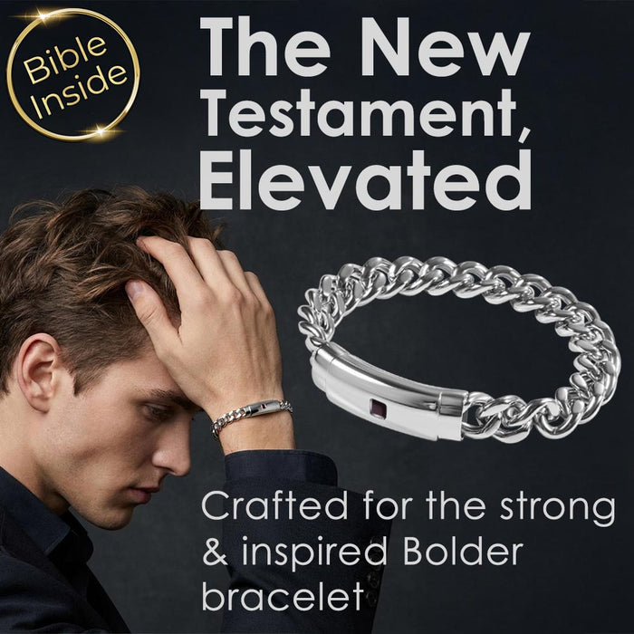 Mens Christian bracelet with scripture inside – bold stainless steel design