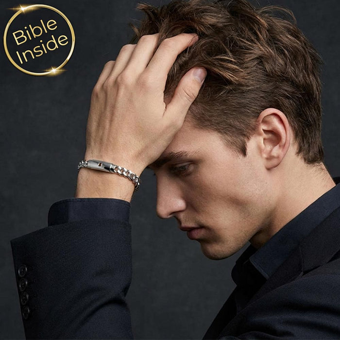 Boys Christian bracelet featuring micro Bible technology – Shlama