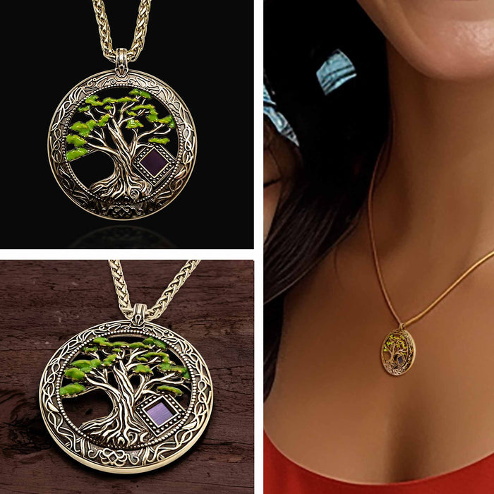 Christian Christmas gift for mom – tree of life necklace with Nano Bible chip