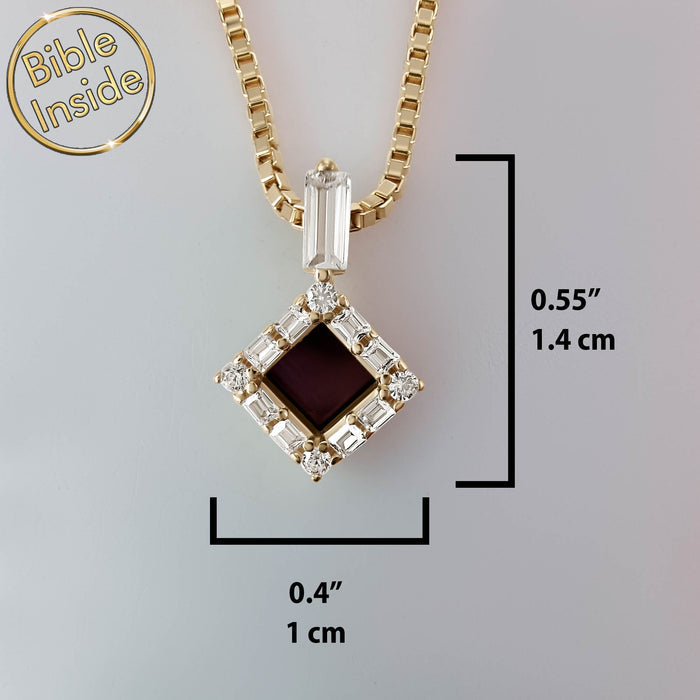 Gold rhombus necklace – Christian Christmas gift for mom with Nano Bible inside
