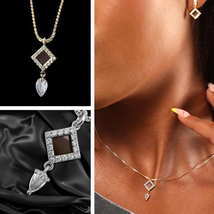 Christian gift for mom – rhombus pendant necklace with Nano Bible chip inside