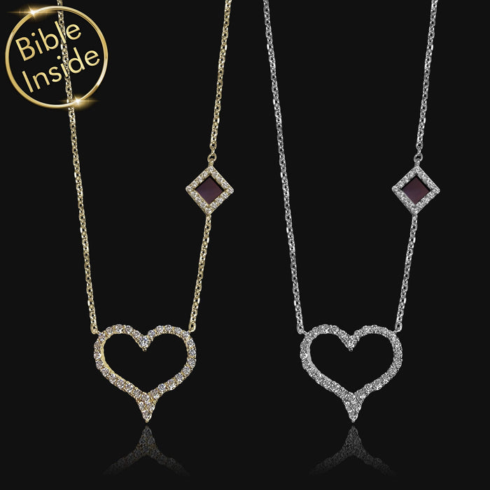 Christian gift for mom – elegant heart pendant with New Testament
