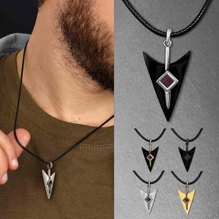 Christian gift for wedding – arrow necklace with nano Bible chip for men