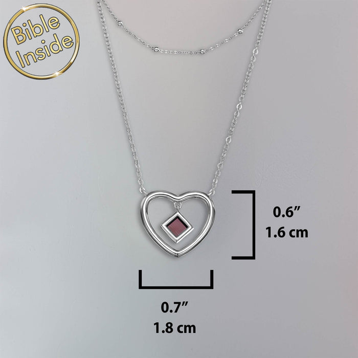 Silver heart necklace Christian gifts for ladies with scripture inside